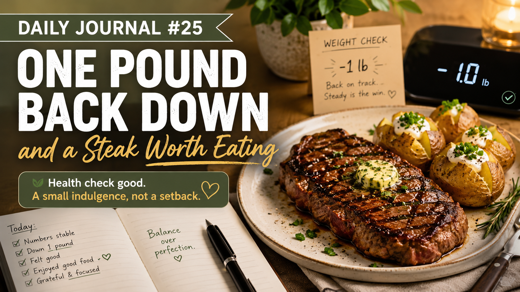 Daily Journal #25 — One Pound Back Down and a Steak Worth Eating