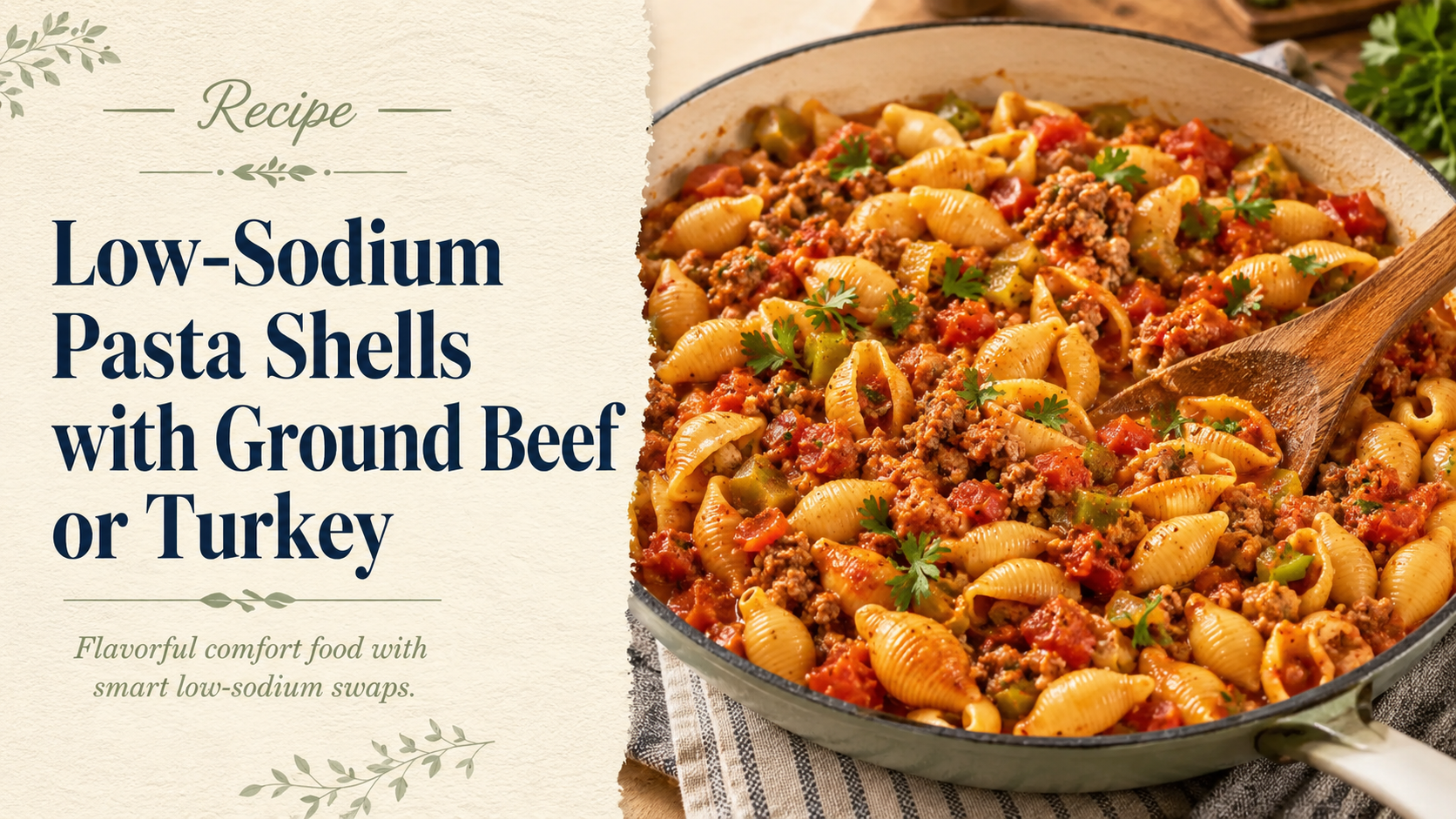 Low-Sodium Pasta Shells with Ground Beef or Turkey